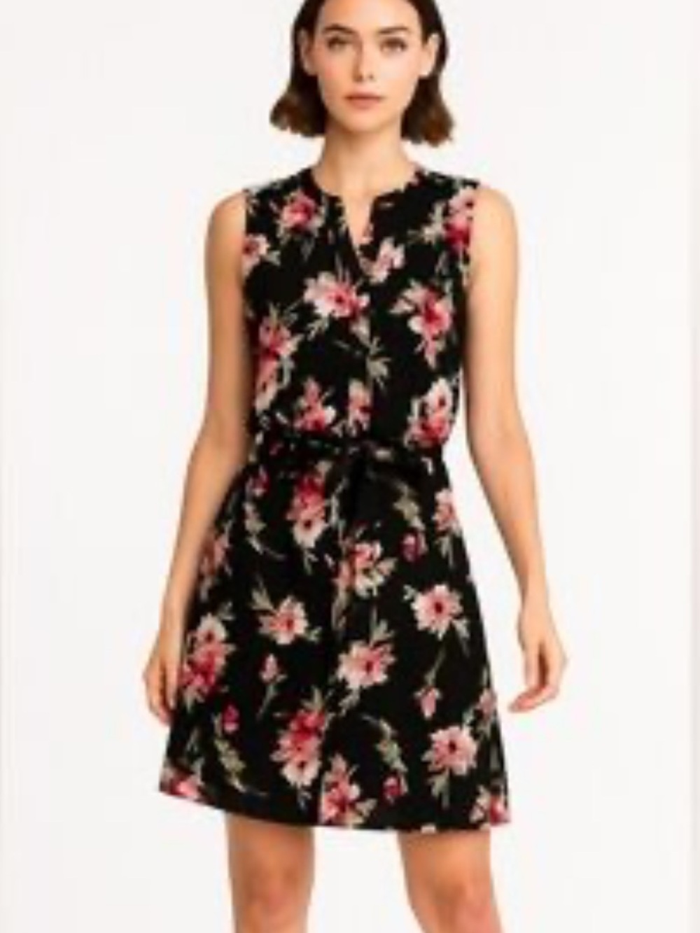CATHERINE Malandrino sleeveless floral drawstring waist dress size XL